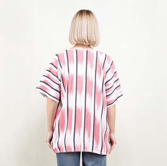 Vintage thick cotton shirt, boho, striped, xl - Picture 3 of 4